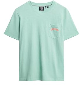 Superdry Damen Essential Logo T-Shirt mit stückgefärbter Tasche Grüne Minze Hellgrün 38