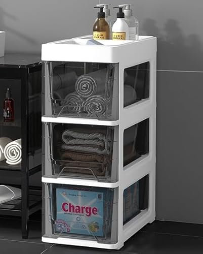 Waschbeckenunterschrank mit versteckten Rollen, platzsparend, schmales Design für kleine Badezimmer (84 cm)