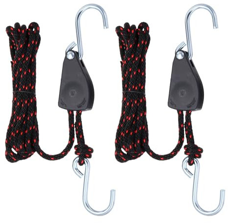 PATIKIL 2 Pezzi Corde Da Kayak Cinghie Di Fissaggio, 1/4 x 8 Ft Corde Pesanti Per Kayak Cinghie Per Canoa Bow E Stern Fissaggi Regolabili Cinghie Con Gancio A Cricchetto Kayak