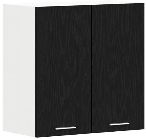 vidaXL kitchen cabinet black oak/black engineered wood one-door wall-mounted 60x31x60 cm indoor storage unit