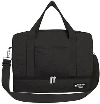 Gustav Voss Reisetasche Umhängetasche 40 x 28 x 22 cm Tragetasche Schultertasche Sporttasche Badetasche Handgepäcktasche (Schwarz)