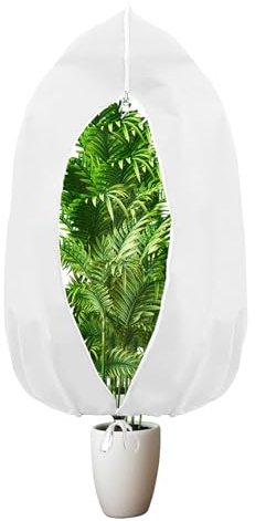 HAFRILY Winter Protection Plants Outdoor 60 g/m² 80 x 120 cm Cover Plants Winter Plant Protection Bag with Drawstring Plant Cover Olive Tree Winter Protection