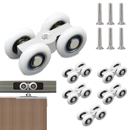 Laufrollen für Schiebetüren, 6 StückRollen für Schiebetüren 22M Laufschiene mit Rollen Beschlag Laufrollens für Balkon,Küche, Esszimmer, Badezimmer und Badezimmer Leise Laufschienen für