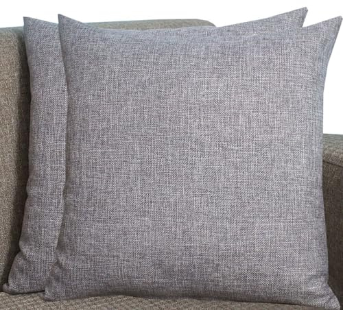 Kissenbezüge Aus Leinen - Kissenhülle Groß Quadratisch & Rechteckig, 2er Set Sofa Kissenbezug Mit Reißverschluss, Kissenhülle Für Kopfkissen, Zier - & Sofakissen(Medium Gray,50x50 cm Set Of 2)
