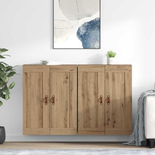 MOBCANT Wandmontierter Schrank mit Holzwerkstoff-Türen, Modernes Design Artisan-Eiche Finish, für Wohnzimmer und Büro,69,5 x 34 x 90 cm