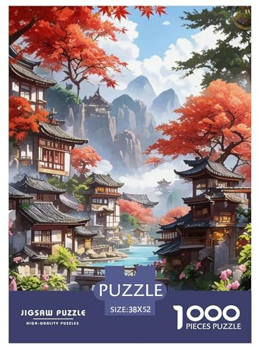 Village de Paysage de Style Chinois Traditionnel Puzzle 1000 Pièces Adultes intéressant Puzzles 1000 Pièce Durable Jeux De Puzzle Cadeau 52x38cm/1000pcs