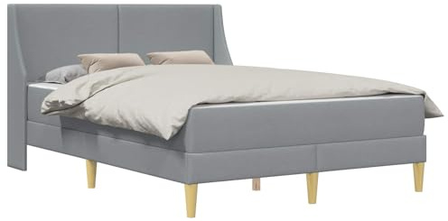 vidaXL Bettgestell mit Matratze mit Kopfteil Polyester, Moderne Bettgestell, atmungsaktives Material, Bequeme Schaummatratze, minimalistisches Design, platzsparend für Dein Schlafzimmer