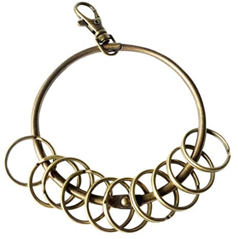 EPRHAY Bronze grand organisateur de porte-clés rond (85mm) 10x multi-anneaux geôliers porte-clés porte-clés anneau fendu porte-clés porte-clés plusieurs clés