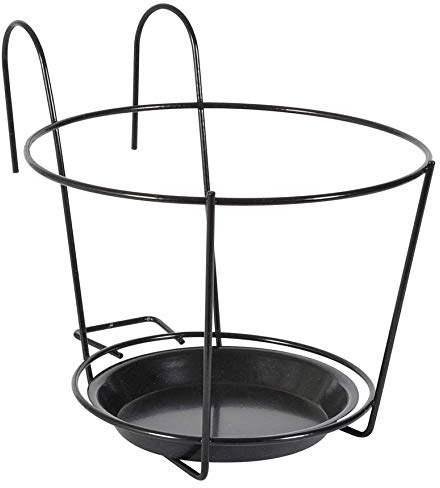 Verdemax - Barandilla redonda de color negro de 22 cm de diámetro con soporte para macetas, accesorios para plantas, flores