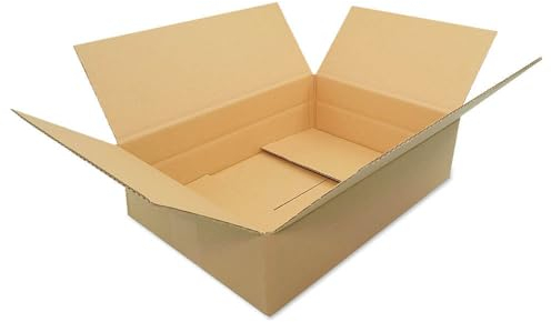 verpacking Faltkartons 345 x 245 x 90 mm Braun (Außenmaß 350 x 250 x 100 mm) variable Höhe bei 50 mm KK S 1-wellig Versandkarton kleinen Waren DHL Päckchen DPD GLS Hermes Päckchen Kartons (100 Stück)