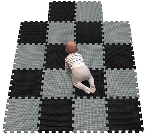 YIMINYUER Foam Play Mat Thick Soft EVA Interlocking Foam Floor Mats Children Yoga Exercise Multi Jigsaw Puzzle Blocking Board Kids Playmats Black Gray R04R12G301018