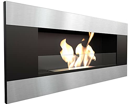 KRATKI Biokamin DELTA2 400 x 900 cm 0,5L Behälter Horizontal mit Verglasung 4 mm Glasdicke Ethanol Wandkamin Gelkamin ideal für Zuhause, Wohnzimmer oder Schlafzimmer