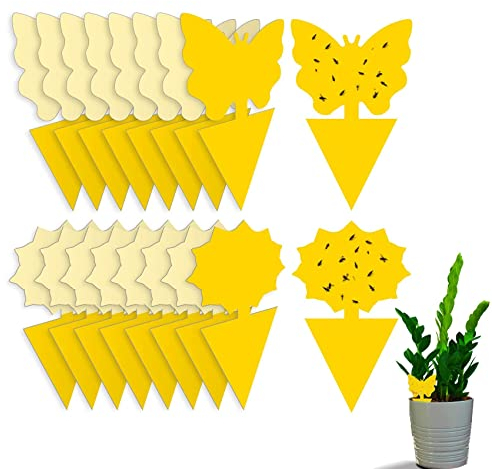 Rpanle 50 Pieces Fruit Fly Traps, Yellow Dual-Sided Sticky Fly Traps, for Flying Aphid, Whiteflies or Flying Plant Insects