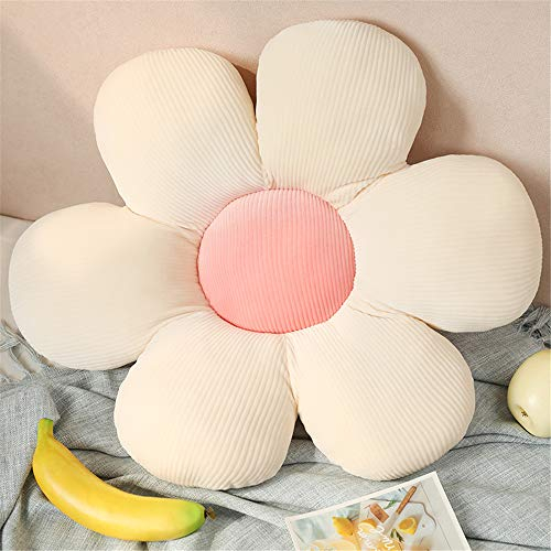 Morbuy Stuhlkissen Blumen Form Sitzkissen, Plüsch Tatami Stuhl Kissen, Weiche, Komfortable Verdickte Sitzkissen Kissen Bodenmatte Kinderzimmer Dekor (40x40cm(15.7x15.7inch),Weiß & Pink)