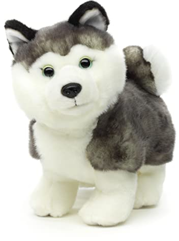 Uni-Toys - Husky Welpe grau, stehend (ohne Leine) - 21 cm (Länge) - Plüsch-Hund - Plüschtier, Kuscheltier