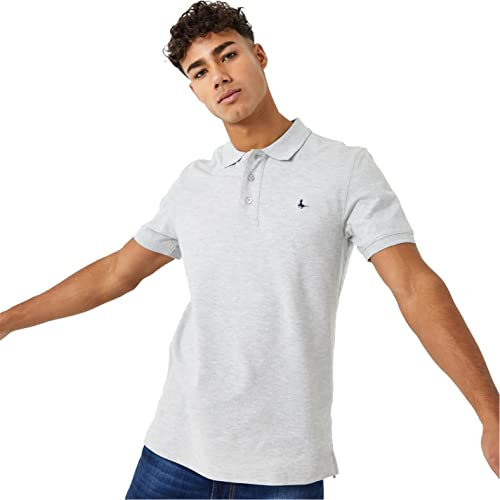 Jack Wills Mens Eaton Stretch Polo Short Sleeve Shirt Tee Top Button Placket Grey Marl XXS