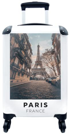 MuchoWow© Koffer Handgepäck Trolley Rollkoffer Kleine Reisekoffer mit 4 Rollen - Frankreich - Paris - Eiffelturm - Cabin Size < 55x40x23 & 55x40x20 cm - Fotokoffer - Kabinenkoffer - Boardgepäck