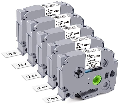 231-05:BOYEEZON Kompatibel für Brother P-Touch TZe-231 Tape 12mm 0,47 White Tze 231 Tz P Touch Bänder 12mm für Brother PT-H100R H100LB H105 H110 H107B D400 D410 PT1010, Schwarz auf Weiß