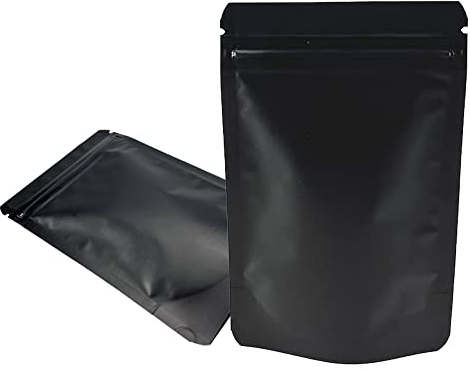 WACCOMT Pack 50pcs 8.5x13cm Matte Black Resealable Zipper Lock Food Storage Bags Mylar Aluminium Foil Stand Up Pouches Bags Smell Proof Heat Sealable for Zip Storing Snack Lock 3.54 Thick
