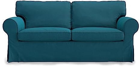 MASTERS OF COVERS Sofabezug für IKEA Ektorp 2-Sitzer, Perlbeige Sofa überzug Ektorp Couch überzug aus Polyester Petite, Ektorp 2er Sofa Cover, 179x88x88cm (Dunkler Ozean)