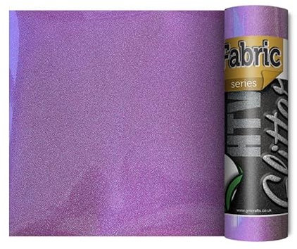 Cricut Joy Compatible Glitter Iron On Vinyl | Brilliant & Sparkling Heat Transfer Vinyl for Use On Fabrics | Shimmering Effect | Available in A Large Variety of Colours (Neon Purple)