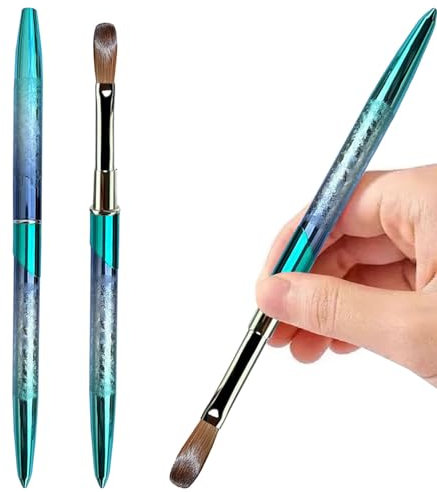 PCAORLEORS Kolinsky Nail Art Pinceau Acrylique avec 100% Cheveux de Vison Vierge et Manche en Aluminium, Pinceau Gel Professionnel pour Appliquer la Beauté Acrylique