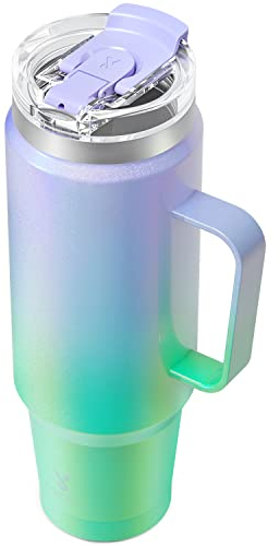Meoky 40oz Tumbler with Handle, Stainless Steel Travel Mug with 2-in-1 Straw and Sip Lid, Vacuum Insulated Coffee Mug, 100% Leak Proof, Keeps Cold for 34 Hours or Hot for 10 Hours (Fairyland)