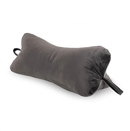H&F | Kissen Kopfkissen Lesekissen Leseknochen Nackenkissen Nackenrolle Knochenkissen Reisekissen Waschbar, für Bett, Sofa 2-er Set | Farbe: Dunkelgrau Velvet