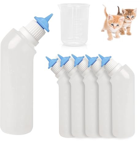 Gufastoe 5Pcs Haustier Fütterung Mini Silikon Nippel mit Flasche für Welpen Hund Katze oder andere Haustiere (Blaue Farbe)