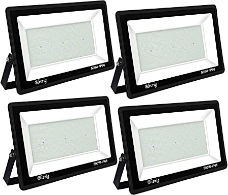 【4PCS】500W spot led extérieur 50000LM IP66 Imperméable Projecteur LED Exterieur Super Brillant Eclairage Extérieur Blanc froid(6000k) Sécurité spot led pour stades, usines, Parking, garage, jardin