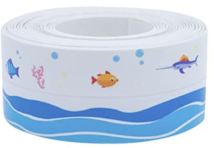 Acryl-Badezimmer-Küche-Dusche-Waschbecken-Dichtungsstreifen-Klebeband-Abdichtstreifen-Selbstklebender wasserdichter Wandaufkleber-Waschbecken-Randband-3,8 cm Fische