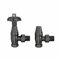 NRG Traditional Antique Angled Central Heating Radiator Valve 15mm Thermostatic Lockshield Valves Black Nickel