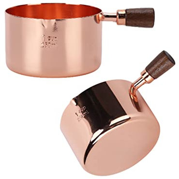 Small Saucepan Pot, 2Pcs Nonstick Sauce Pan Stainless Steel Saucepan Tea Pan Induction Cooking Sauce Pot with Wood Inspired Handle(5in)