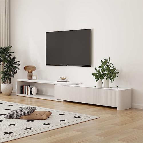 POVISON Meuble TV Extensible 180CM-330CM, Banc TV Console TV contemporaine Extensible, Meuble Television avec 3 Tirois