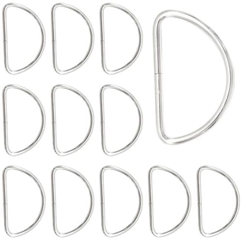 Hocansen 30 Stück D Ring 38mm Metallringe Schnallen Silber Swpeet D Ringe Halbringe Schlüsselanhänger D Ring Karabiner für Taschen,Rucksackund (38mm/DK)