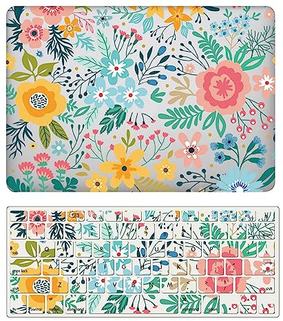Coque Compatible avec Macbook Pro 13 Pouces Modèle A1502 A1425 avec Retina Display 2015 2014 2013 2012, Plastique Case Rigide Housse Étui & Protection Clavier, Fleurs