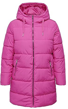 ONLY CARMAKOMA Giacca invernale trapuntata con cappuccio Curvy Parka Curve Coat Lungo CarneWDOLLY, Fucsia viola, L