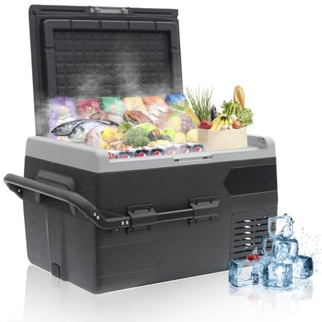 Techomey 50L Car Fridge Freezer Portable Compressor Fridge Freezer 12V/24V, Car Refrigerator Silent Camping for Driving, Picnic, Travel