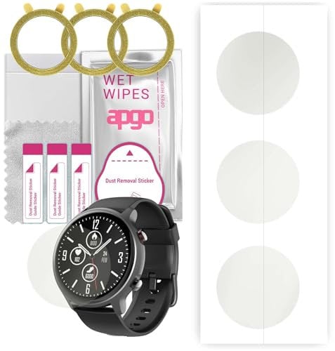 apgo 3 Stück Schutzfolie, Matt, kompatibel mit Hama Fit Watch 6910 Smartwatch, Hydrogel Displayschutzfolie mit Positionierhilfe, Displayfolie, robust und kratzfest