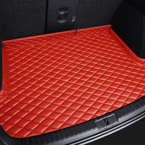 DoUiabc Tapis de Coffre de Voiture pour Ferrari Enzo Daytona SP3 Dino, Modèles Personnalisés Tapis de Sol en Cuir Housse de Tapis Four Seasons, Accessoires de Voiture, Car Boot Mats,8-Red