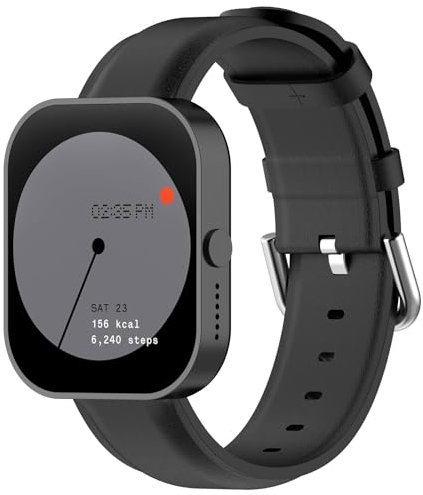 QINOUK Armband für CMF by Nothing Watch Pro, [Atmungsaktives] Echtes Leder Uhrenarmband, Dornschließe Design, Weiches Band für CMF by Nothing Watch Pro-Schwarz