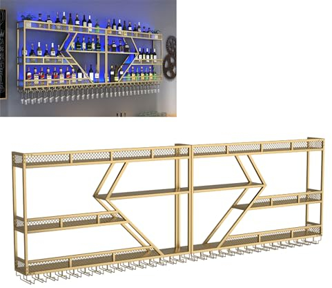 sjdoPulse Weinregal, Barregale, Wandmontage, Mit Weinglashalter, Likörregal, Minibar-Glasregale, Hängendes Weinglas-Aufbewahrungsregal, Whisky-Regal, Wand-Barschrank, Likörflaschen-Ausstellungsregal
