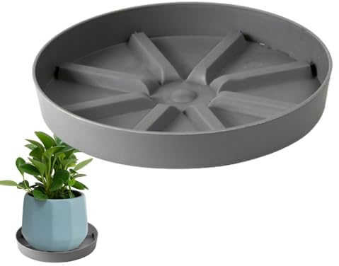 Platos de Jardín para Macetas, Platos Transparentes, Plato para Macetas, Bandejas de Goteo para Macetas, Accesorios de jardinería, para Interior Exterior Jardín (Gris)