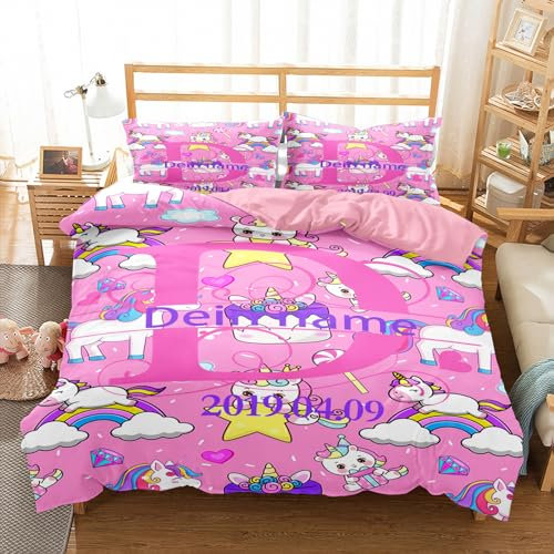 Jaucin Personalisierte Bettwäsche Sets: Gestalten Sie Ihre Bettwäsche und Kissenbezüge 135x200 mit eigenem Foto | Personalisierte Weihnachts Geschenke (Name.2, 135x200cm)