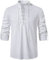 Rodawu Mens Shirts Long Sleeve Cotton Linen Shirts Medieval Drawstring Henley Shirts Viking Tops White Shirt Men 3XL