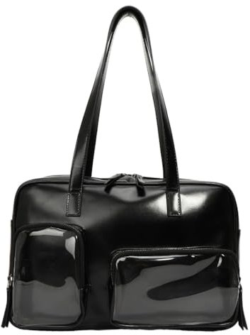 JSGHGDF Praktische Ita Bag PU Handtasche Display Unterarmtasche Handtaschen für Damen und Mädchen, Schwarz