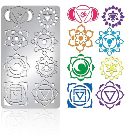 UNICRAFTALE 1 Stück Chakra Symbol Metallschablone Edelstahl Vorlagenwerkzeug Metallschablone Für Journaling DIY Scrapbooking Fotoalbum Dekorative Prägung DIY Papierkartenbasteln