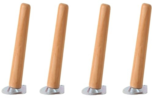 YSPZDQ Pied de Table Bois Lot de 4, Pieds de Meuble Bois Inclinés/Droits, Pied de Bureau, Pieds de Meuble de Salle de Bain pour Fauteuil, Table de Nuit, Armoire, Meuble TV(Oblique,25cm)