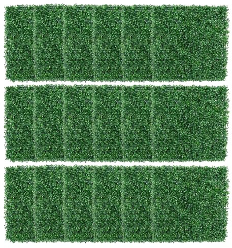 Zhildmosin 24-Pack of Artificial Grass Green Wall Panels, 50 x 50 cm Faux Boxwood Panels for Ensuring Privacy, Decorating Fences and Enhancing Outdoor Aesthetics.