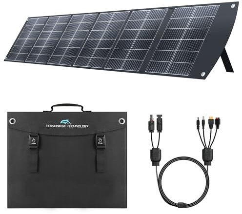 Ecosonique - Panel solar portátil de 200 W, plegable y ligero con soporte, USB-C PD3.0 y USB-A QC3.0, MC4 y salida múltiple para centrales eléctricas, generadores, caravanas, camping y uso al aire